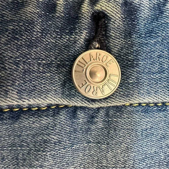 LuLaRoe Jaxon Denim Embroidered Jean Jacket - Picture 5 of 8